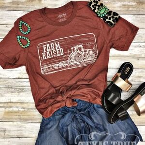 Burnt Orange Rust Farm Raised Graphic T-Shirt